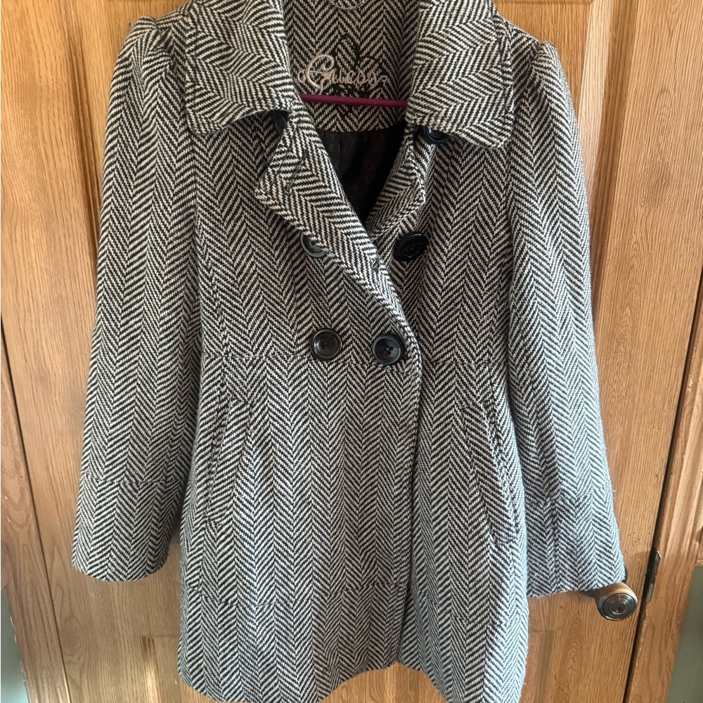 Guess Women's Classic Herringbone Pea Coat